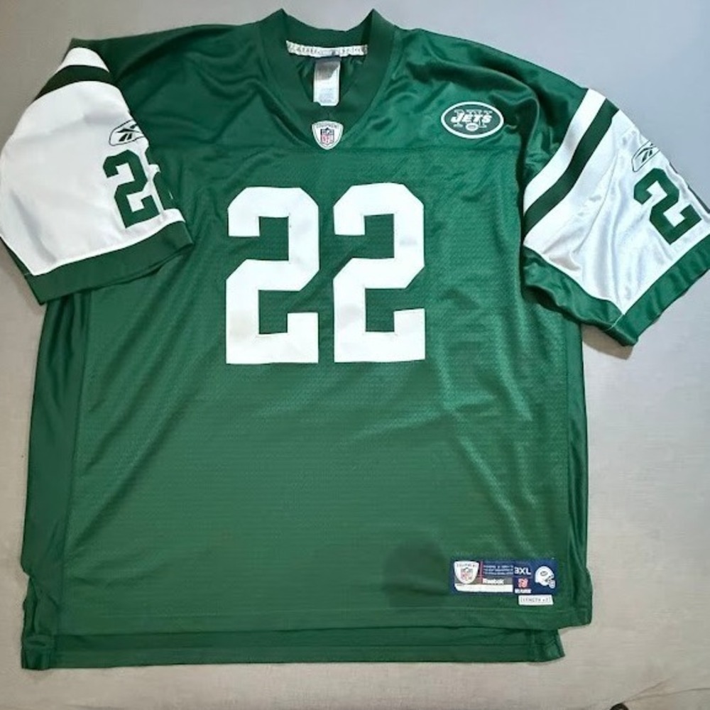 Reebok New York Jets Ed Reed #22 Jersey Men's 3XL NFL Football Green Helmet Tag.